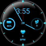 LumaSphere Pulse Blue digital watch face for Wear OS with blue accents and fitness indicators