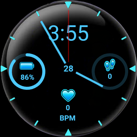 LumaSphere Pulse Blue digital watch face for Wear OS with blue accents and fitness indicators